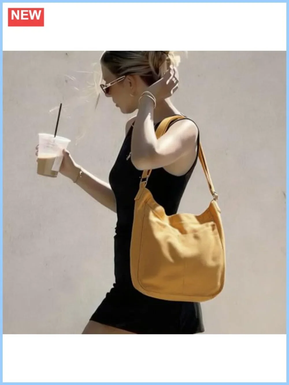 Canvas Tote Bag Hobo Crossbody Shoulder Bag with Zipper Pockets, Adjustable